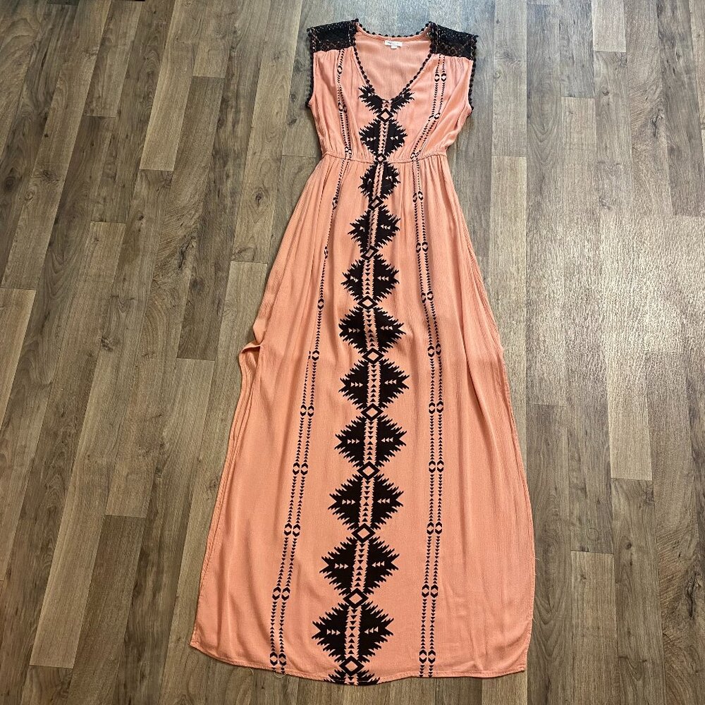 Skylar & Jade Peach Boho Sleeveless Maxi Dress Size Small